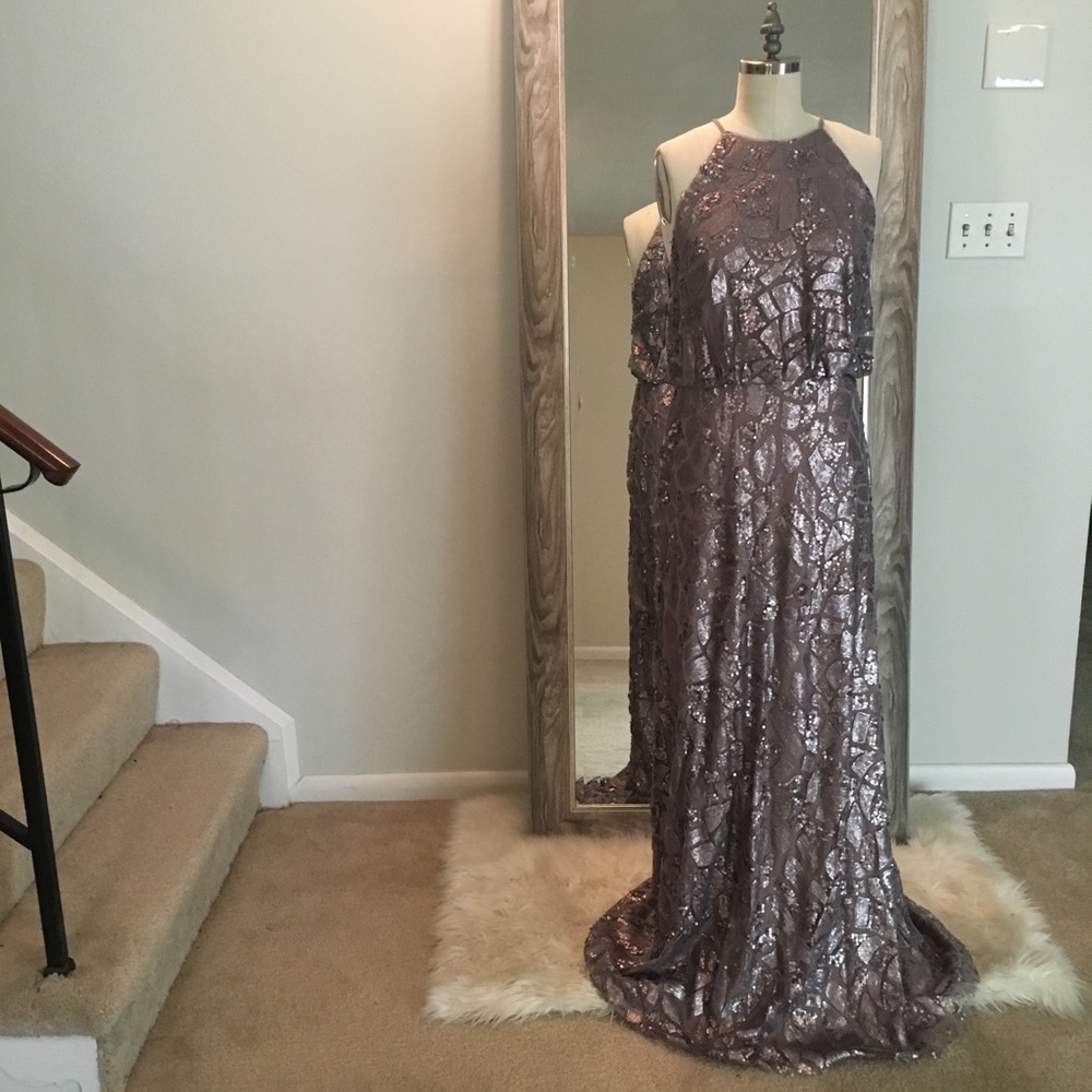 Donna Morgan Halterneck Lavender Sequin Gown
